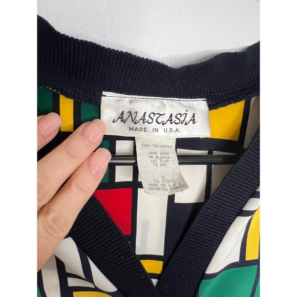 VTG ANASTASIA COLORBLOCK Button-Up Blouse/Shirt/Top Size 6 - Picture 2 of 7